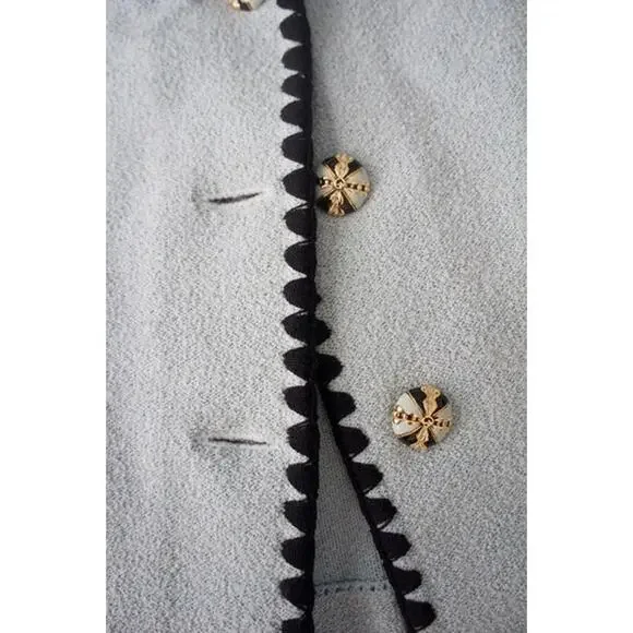 Vintage St. John Blue Knit Jacket with Contrast Trim & Gold Buttons – Size 8 - Picture 3 of 7